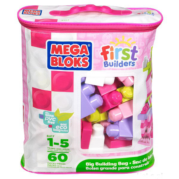 Mega bloks kostky v růžovém pytli