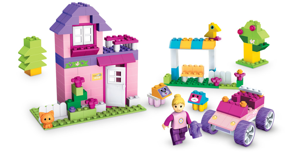 Mega bloks 4+sada kostek v plastovém boxu růžovém