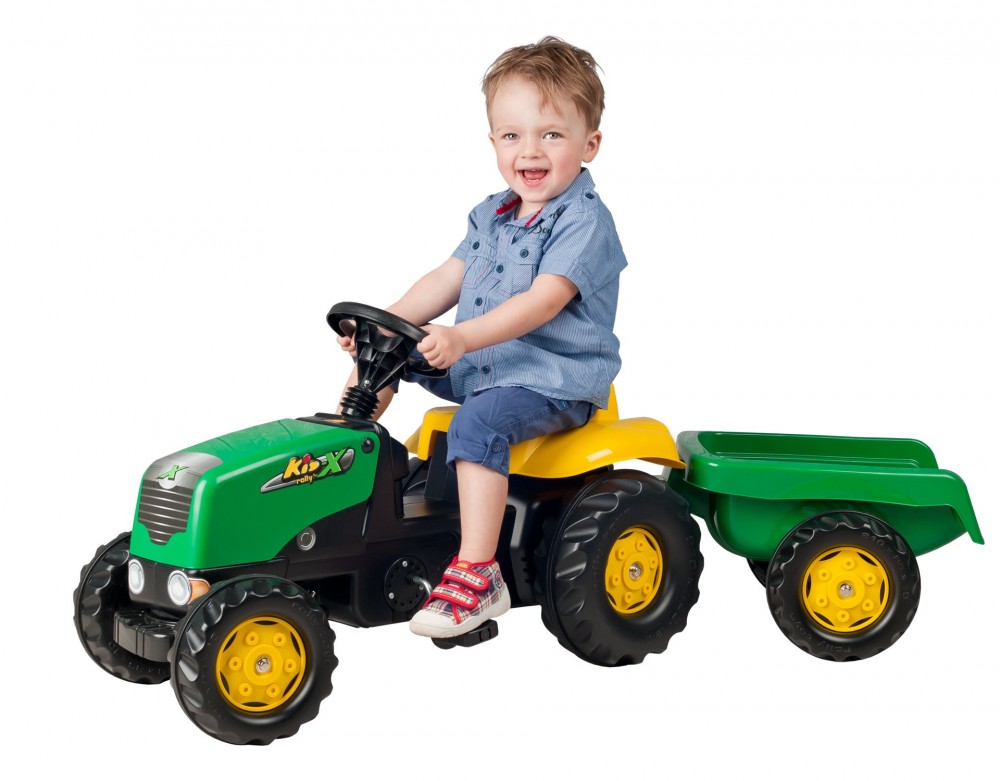 Šlapací traktor Rolly Kid s vlečkou zelený