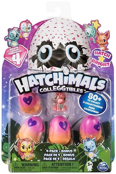 Hatchimals - Zářící zvířátka čtyřbalení s bonusem