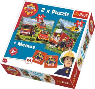 Puzzle 2v1 + pexeso, požárník Sam