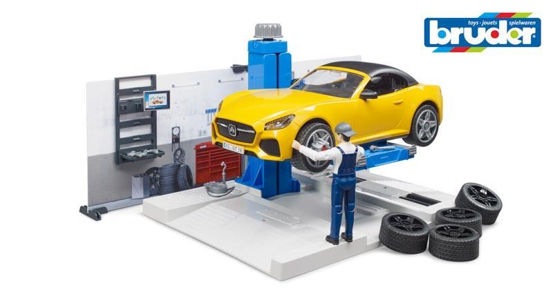 Bruder 62110 - Autodílna s autem a figurkou