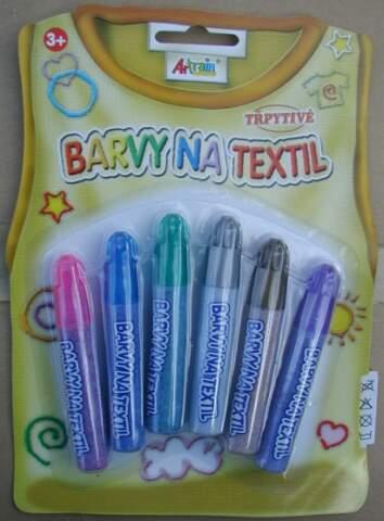 6x7ml barvy na textil třpytivé na blistr